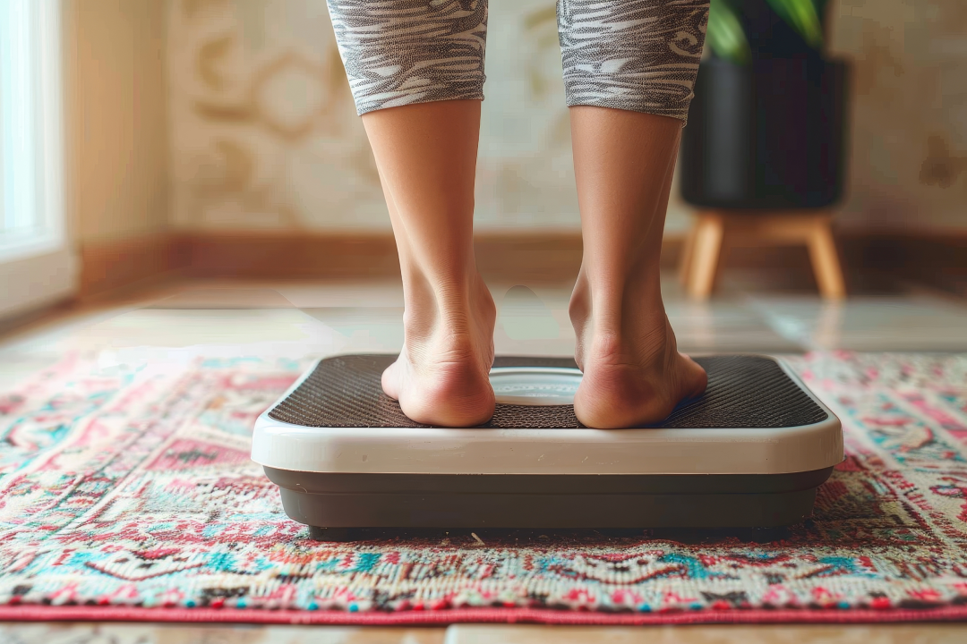 A person stepping on a scale during their weight loss journey with Semaglutide.