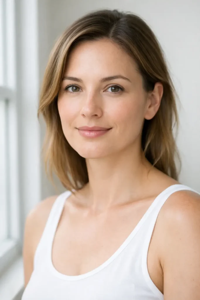 woman with smooth, even-toned skin after treatment for skin conditions like rosacea or psoriasis